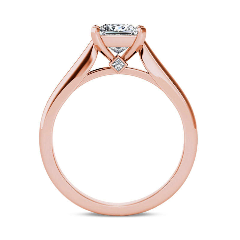 1.0 CT. T.W. Princess-Cut Natural Clarity Enhanced Diamond Solitaire Engagement Ring in Solid 14K Rose Gold (I/I1)