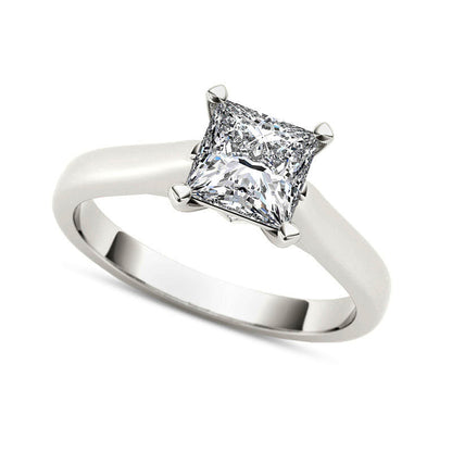 1.0 CT. T.W. Princess-Cut Natural Clarity Enhanced Diamond Solitaire Engagement Ring in Solid 14K White Gold (I/I1)