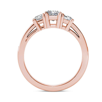 2.0 CT. T.W. Princess-Cut Natural Diamond Three Stone Engagement Ring in Solid 14K Rose Gold
