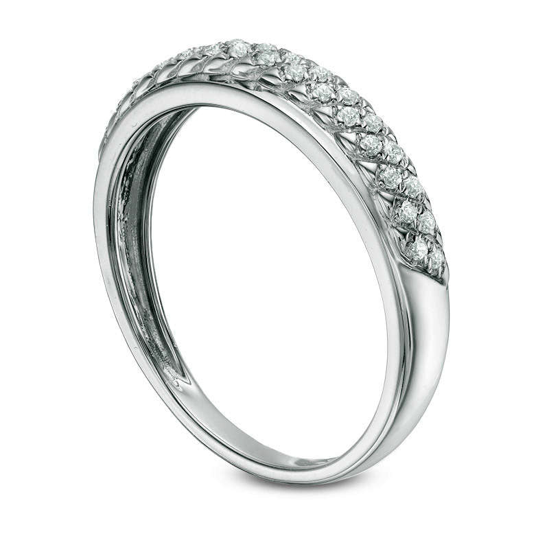 0.13 CT. T.W. Natural Diamond Lattice Wedding Band in Solid 10K White Gold