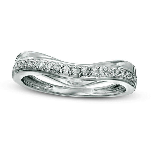 0.13 CT. T.W. Natural Diamond Contour Wedding Band in Solid 10K White Gold