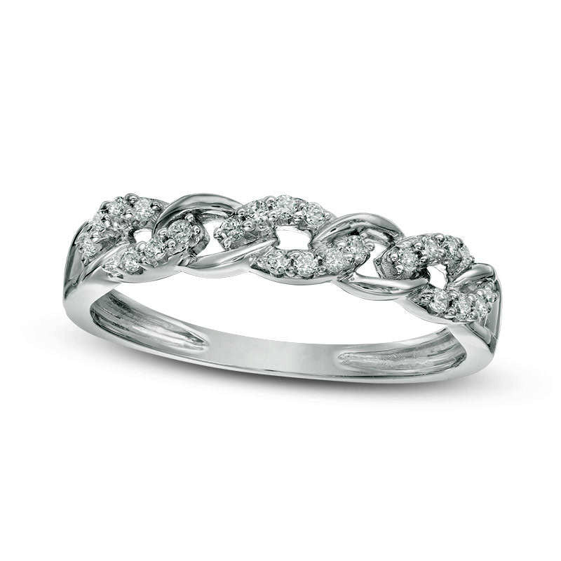 0.13 CT. T.W. Natural Diamond Link Band in Solid 10K White Gold