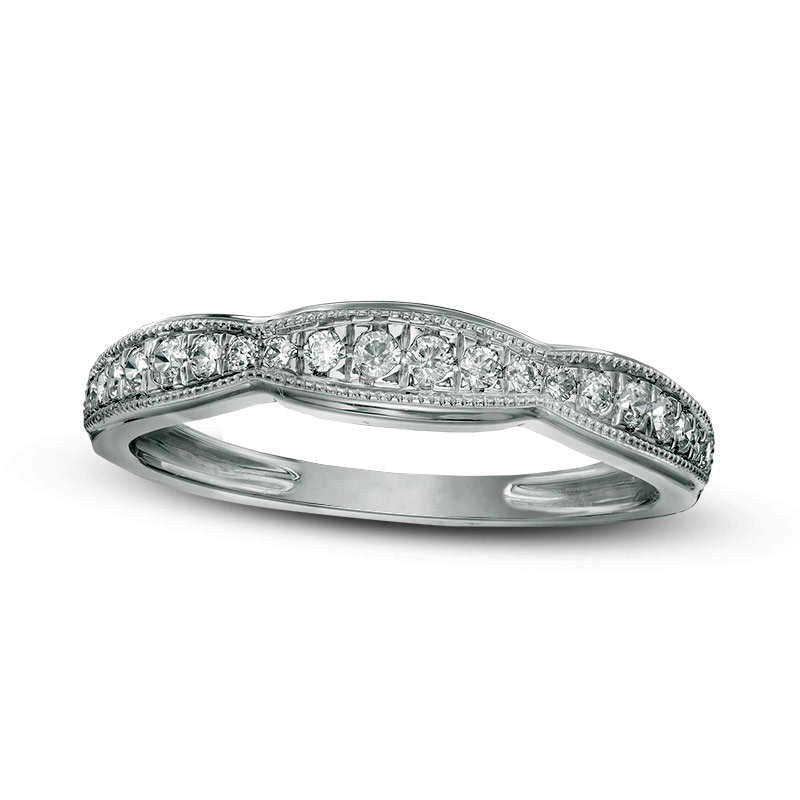 0.20 CT. T.W. Natural Diamond Antique Vintage-Style Wedding Band in Solid 10K White Gold