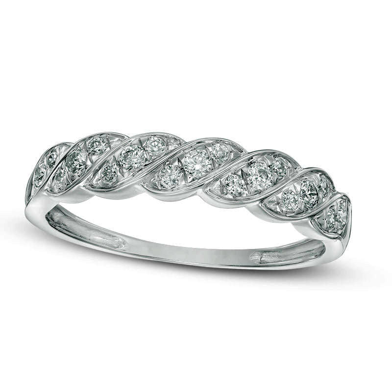 0.25 CT. T.W. Natural Diamond Twist Wedding Band in Solid 10K White Gold