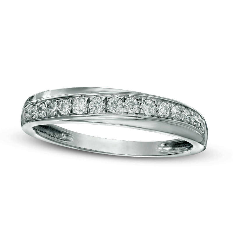 0.25 CT. T.W. Natural Diamond Slant Wedding Band in Solid 10K White Gold