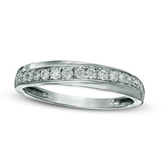 0.25 CT. T.W. Natural Diamond Slant Wedding Band in Solid 10K White Gold