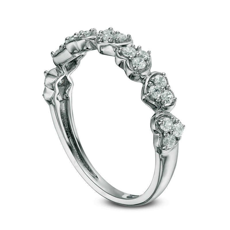 0.33 CT. T.W. Natural Diamond Heart Wedding Band in Solid 10K White Gold