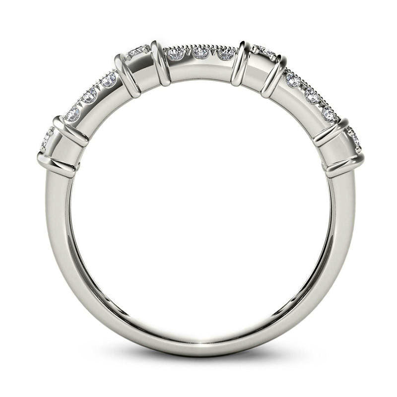 0.33 CT. T.W. Natural Diamond Two Row Wedding Band in Solid 10K White Gold