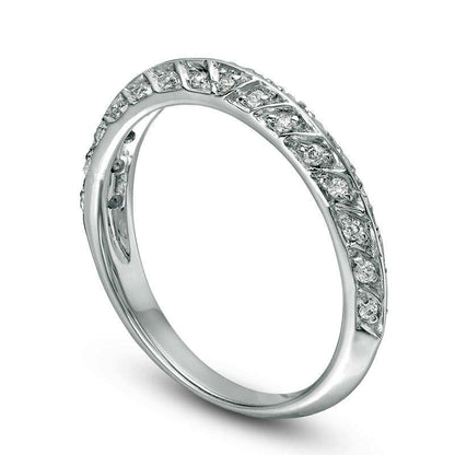 0.20 CT. T.W. Natural Diamond Chevron Double Row Anniversary Band in Sterling Silver