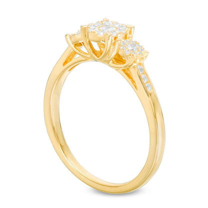 0.33 CT. T.W. Composite Natural Diamond Three Stone Engagement Ring in Solid 10K Yellow Gold