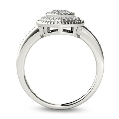 0.25 CT. T.W. Composite Natural Diamond Heart-Shaped Rope Frame Ring in Solid 10K White Gold