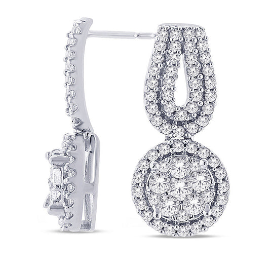 0.5 CT. T.W. Composite Diamond Frame Loop Drop Earrings in 10K White Gold