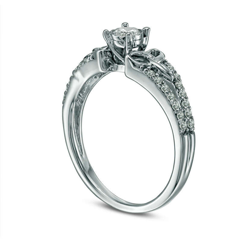 0.33 CT. T.W. Natural Diamond Celtic Knots Split Shank Engagement Ring in Solid 10K White Gold