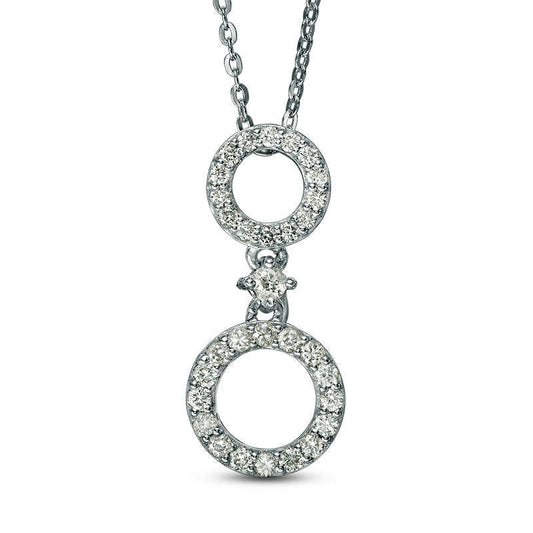 0.33 CT. T.W. Natural Diamond Double Circle Drop Pendant in Sterling Silver