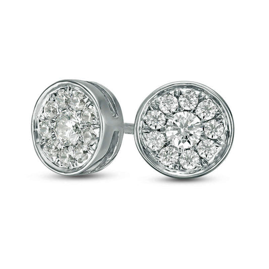 0.33 CT. T.W. Diamond Frame Stud Earrings in 10K White Gold