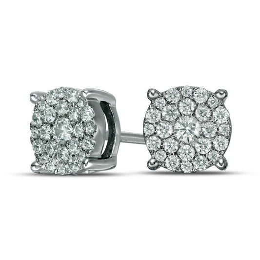 0.33 CT. T.W. Diamond Double Frame Stud Earrings in 10K White Gold