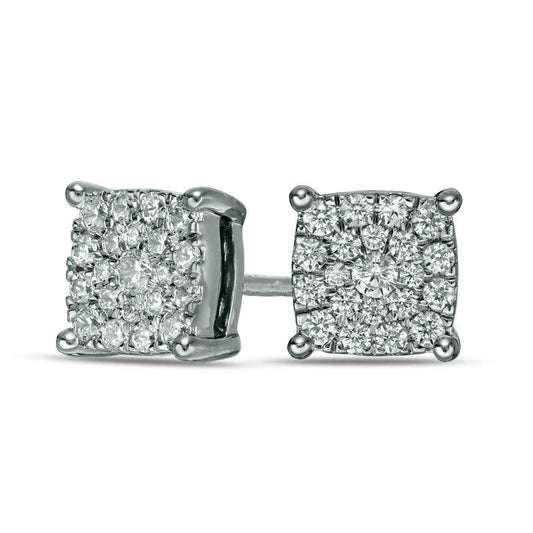 0.33 CT. T.W. Composite Diamond Cushion Frame Stud Earrings in 10K White Gold