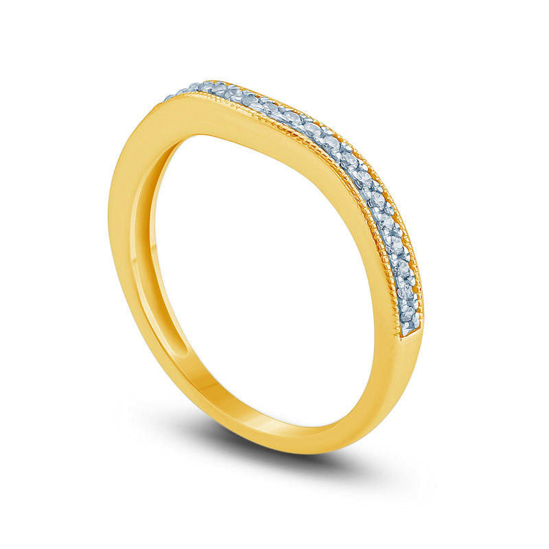 0.17 CT. T.W. Natural Diamond Antique Vintage-Style Contour Wedding Band in Solid 10K Yellow Gold