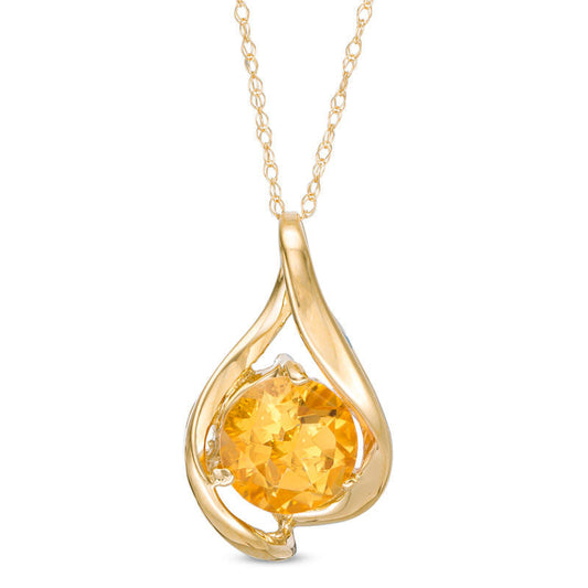 8.0mm Citrine Teardrop Pendant in 10K Yellow Gold