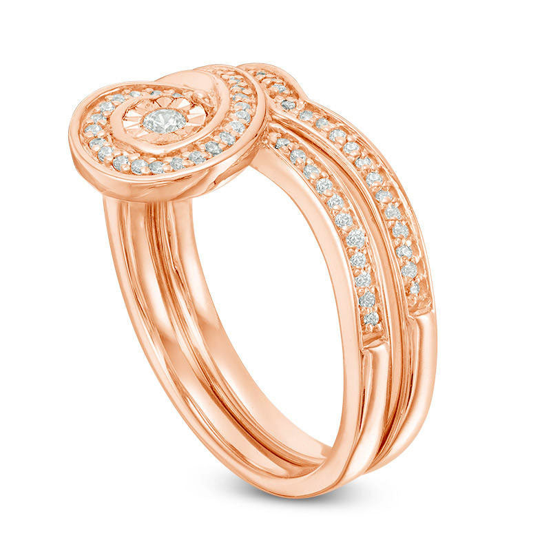 0.33 CT. T.W. Natural Diamond Pear-Shaped Frame Bridal Engagement Ring Set in Solid 10K Rose Gold