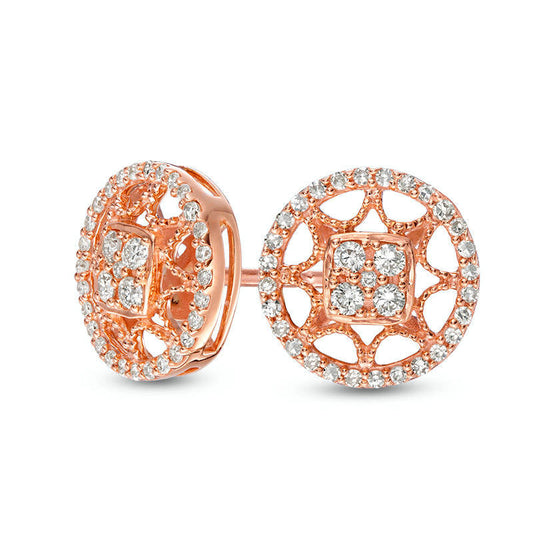 0.25 CT. T.W. Diamond Vintage-Style Star Circle Stud Earrings in 10K Rose Gold