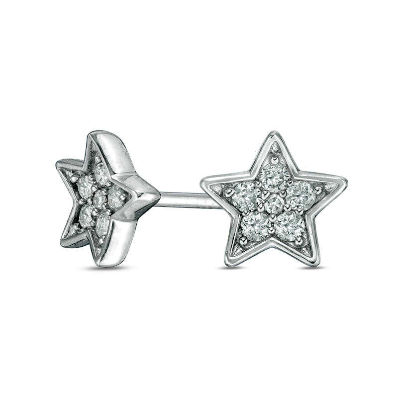 0.13 CT. T.W. Diamond Star Stud Earrings in 10K White Gold