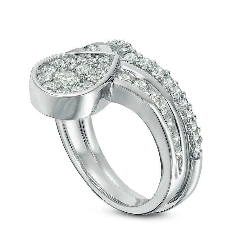 1.0 CT. T.W. Natural Diamond Pear-Shaped Frame Bridal Engagement Ring Set in Solid 10K White Gold