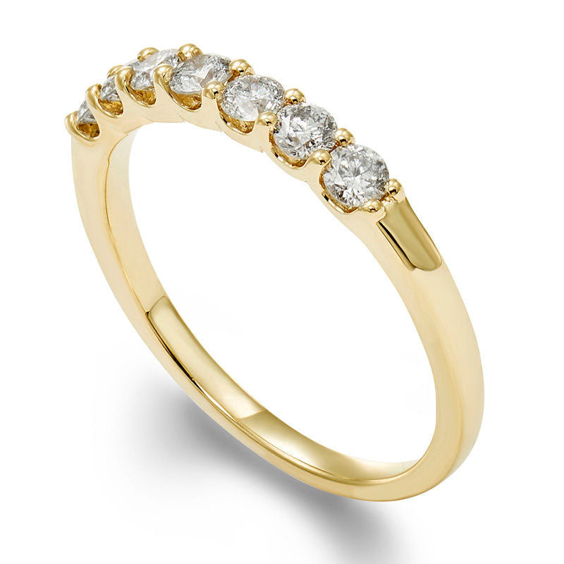 0.50 CT. T.W. Certified Natural Diamond Seven Stone Wedding Band in Solid 14K Gold (I/I1)