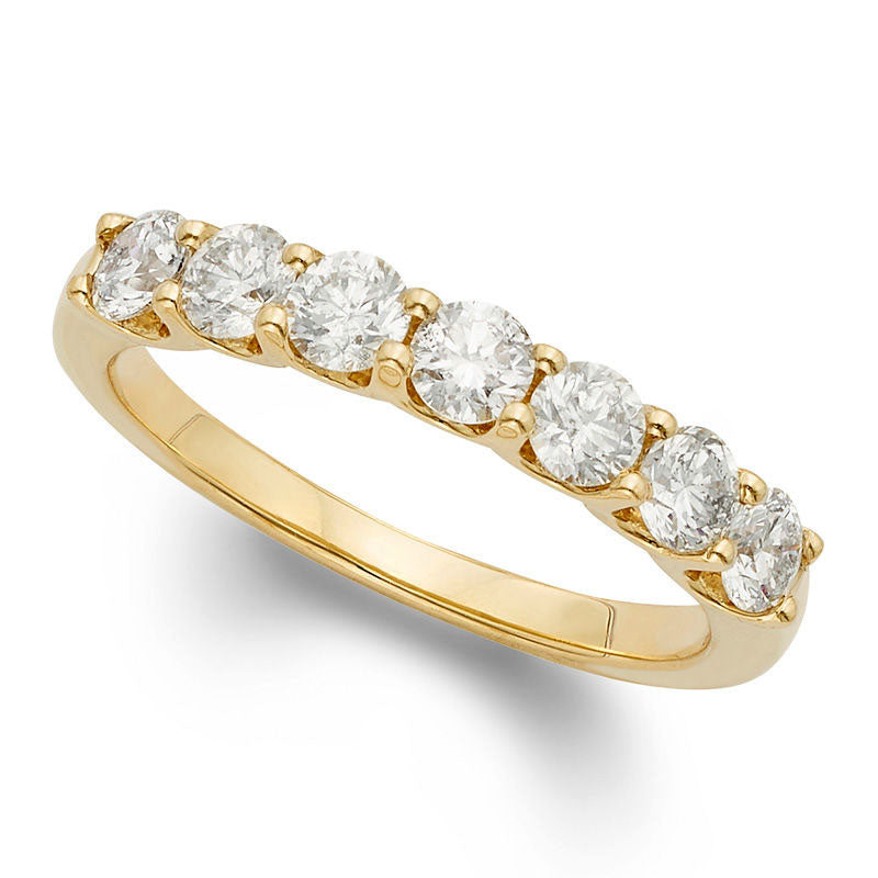 1.0 CT. T.W. Certified Natural Diamond Seven Stone Wedding Band in Solid 14K Gold (I/I1)