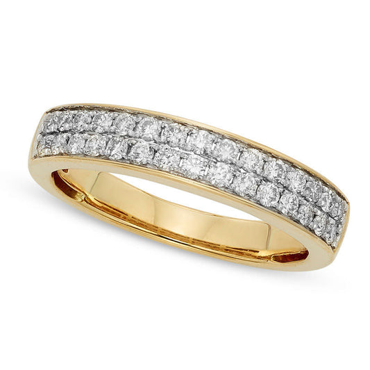 0.50 CT. T.W. Certified Natural Diamond Double Row Wedding Band in Solid 14K Gold (I/I1)