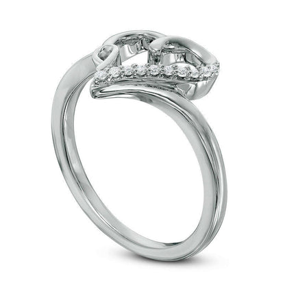 0.05 CT. T.W. Natural Diamond Heart with Ribbon Ring in Solid 10K White Gold