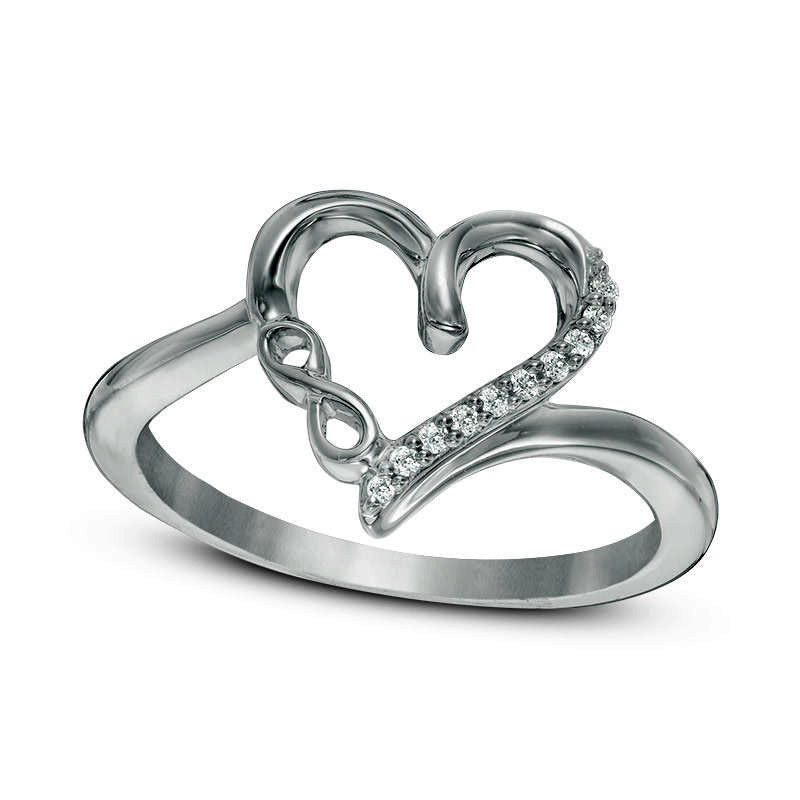 0.05 CT. T.W. Natural Diamond Heart with Infinity Ring in Solid 10K White Gold