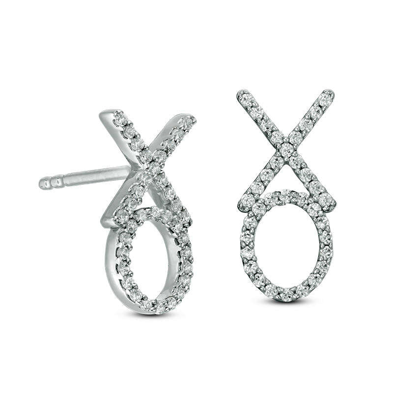 0.2 CT. T.W. Diamond XO" Drop Earrings in 10K White Gold"