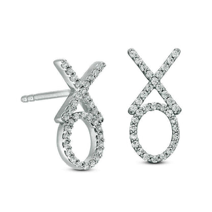 0.2 CT. T.W. Diamond XO" Drop Earrings in 10K White Gold"
