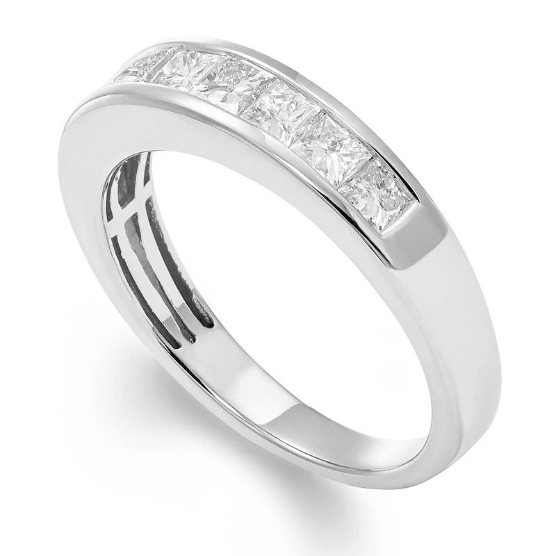 0.75 CT. T.W. Certified Princess-Cut Natural Diamond Nine Stone Wedding Band in Solid 14K White Gold (I/I1)