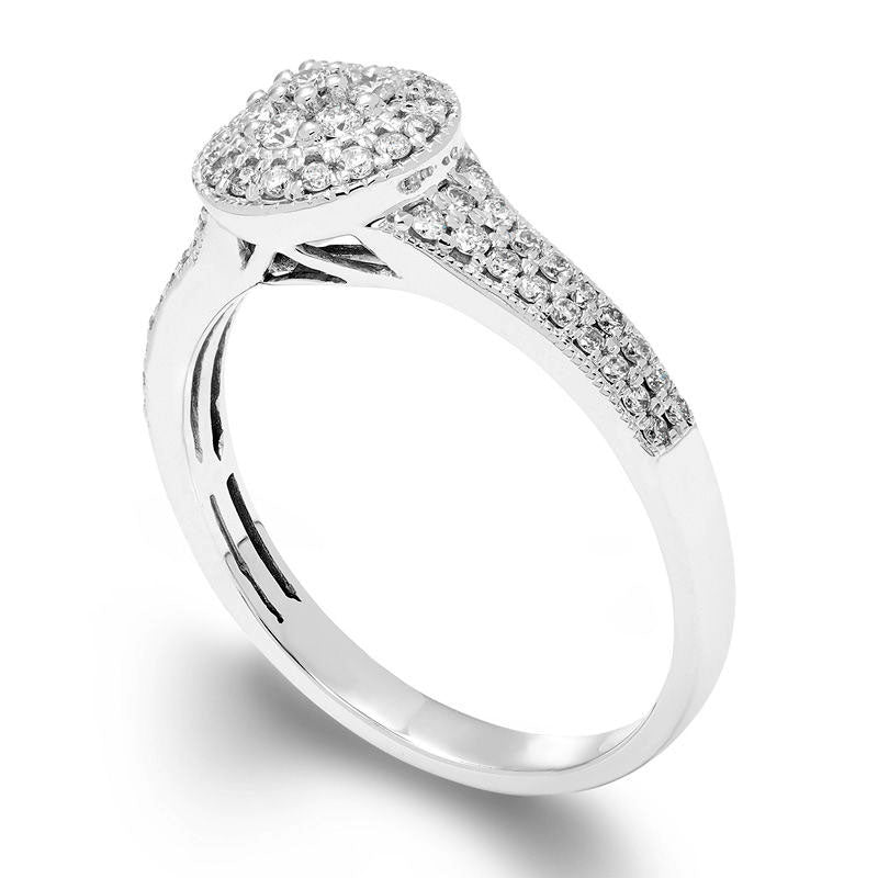 0.38 CT. T.W. Composite Natural Diamond Frame Antique Vintage-Style Engagement Ring in Solid 10K White Gold