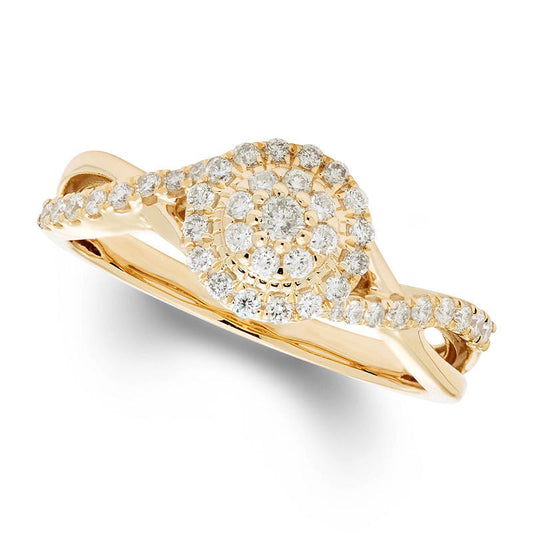 0.38 CT. T.W. Natural Diamond Double Frame Twist Bypass Engagement Ring in Solid 10K Yellow Gold