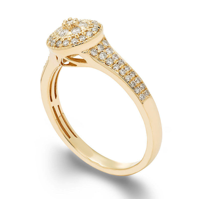 0.38 CT. T.W. Composite Natural Diamond Frame Antique Vintage-Style Engagement Ring in Solid 10K Yellow Gold