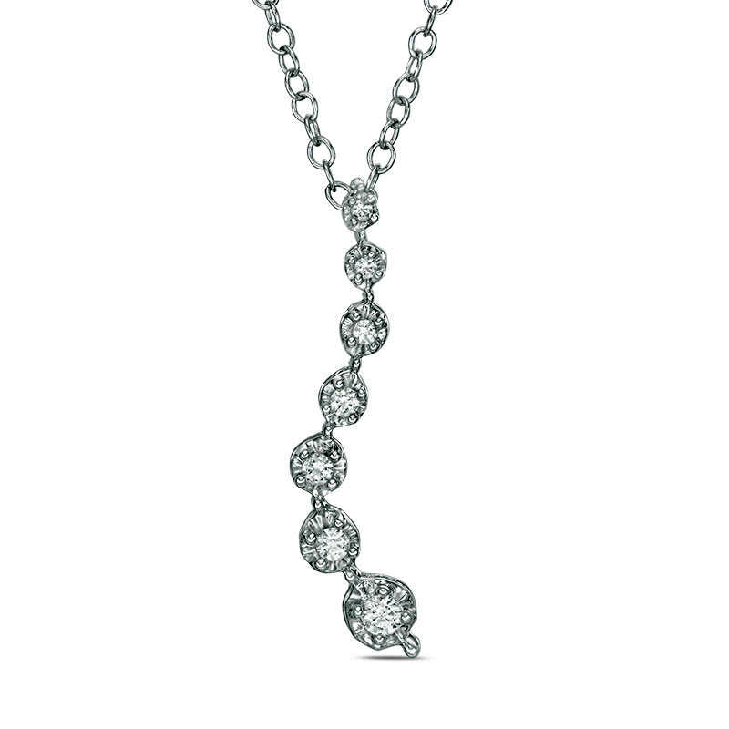 0.1 CT. T.W. Journey Natural Diamond Pendant in 14K White Gold