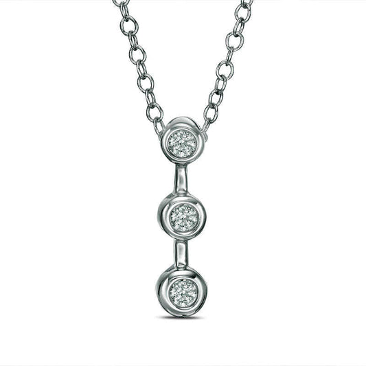 0.13 CT. T.W. Natural Diamond Three Stone Pendant in 14K White Gold