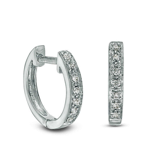 0.05 CT. T.W. Diamond Huggie Hoop Earrings in 14K White Gold