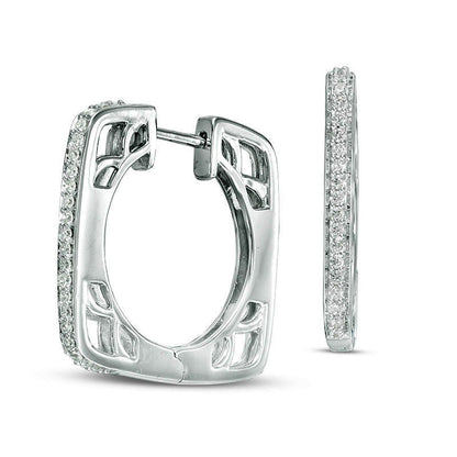 0.33 CT. T.W. Diamond Square Hoop Earrings in 14K White Gold