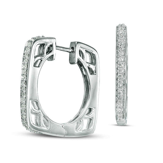 0.33 CT. T.W. Diamond Square Hoop Earrings in 14K White Gold