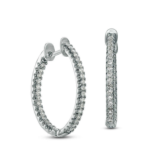 0.33 CT. T.W. Diamond Inside-Out Hoop Earrings in 14K White Gold