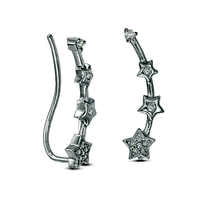 0.1 CT. T.W. Diamond Star Crawler Earrings in Sterling Silver