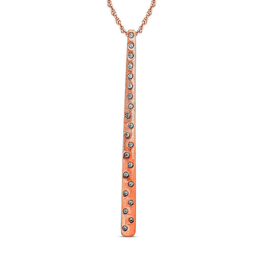 0.05 CT. T.W. Natural Diamond Linear Bar Pendant in 10K Rose Gold