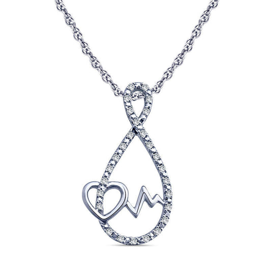 0.05 CT. T.W. Natural Diamond Heartbeat Infinity Pendant in Sterling Silver