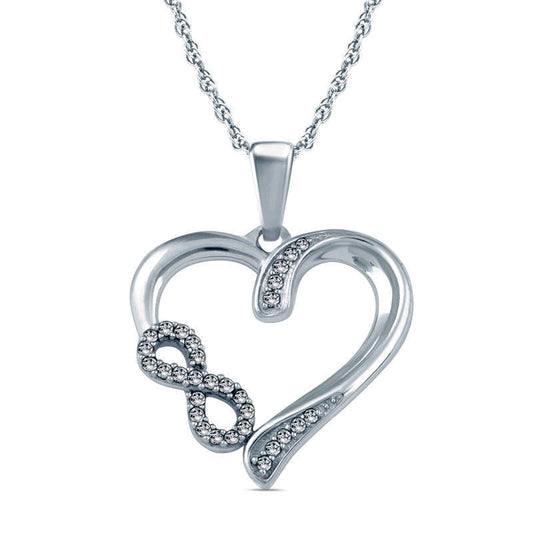 0.1 CT. T.W. Natural Diamond Infinity Heart Pendant in Sterling Silver