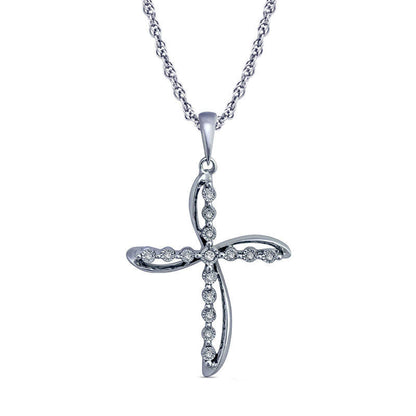 0.05 CT. T.W. Natural Diamond Layered Cross Pendant in Sterling Silver