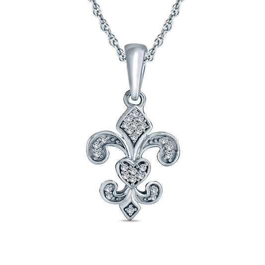 0.05 CT. T.W. Natural Diamond Fleur-De-Lis Pendant in Sterling Silver